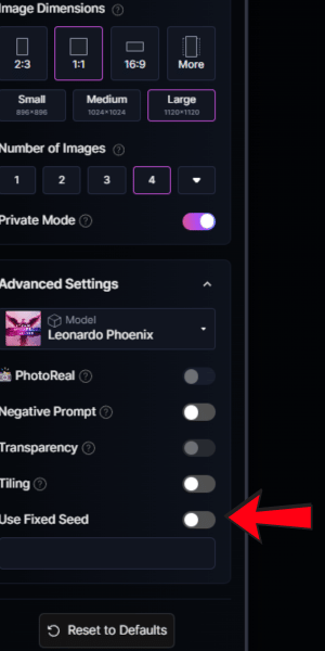 Leonardo AI Fixed Seed