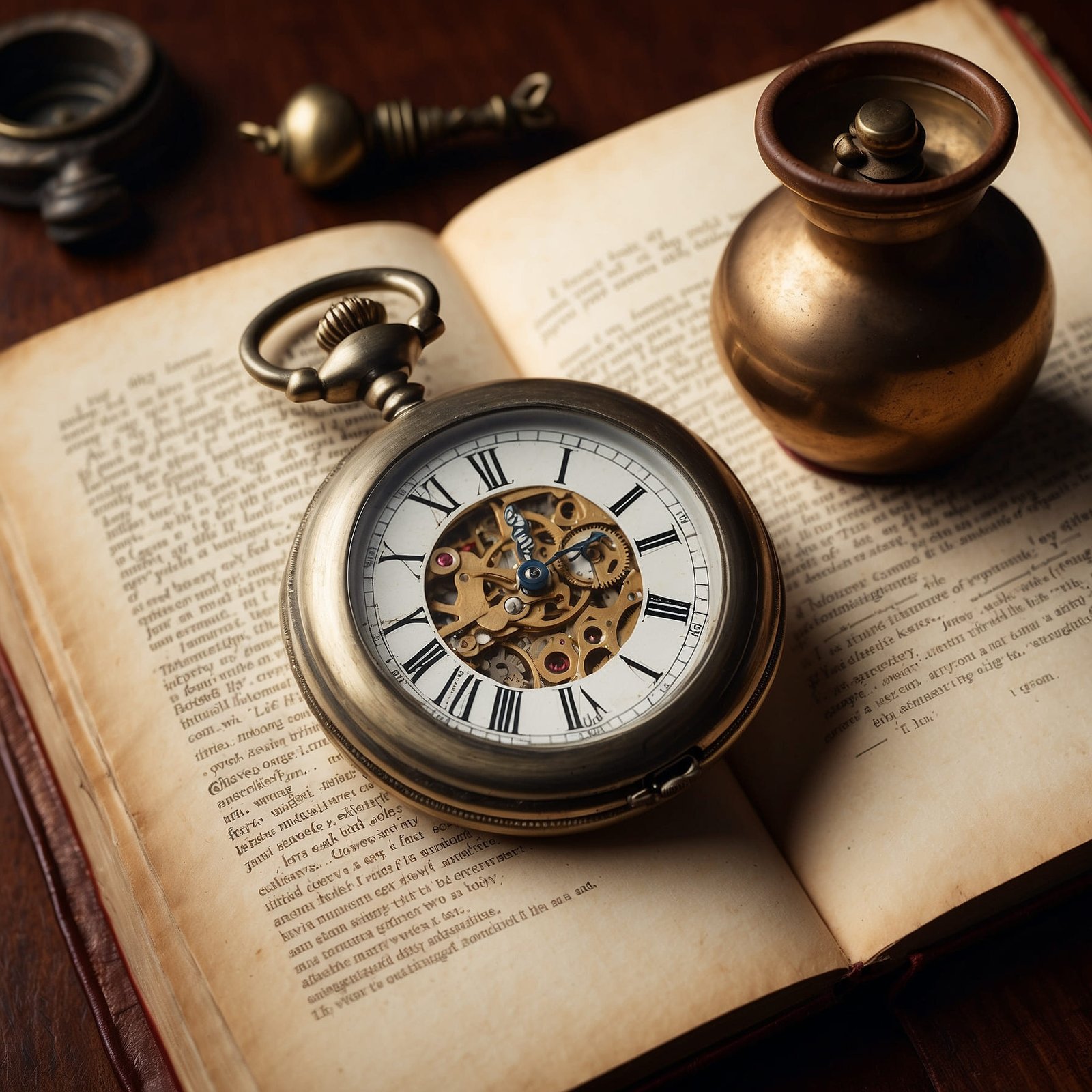 a pocket watch on a book